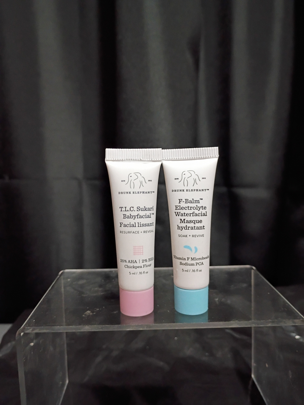Drunk Elephant Facial Trial Size Duo - Pink & Blue Caps